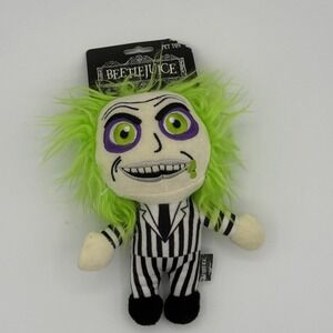 Beetlejuice Pet Toy Plush Dog Squeaky Green Hair Horror Movie Gift